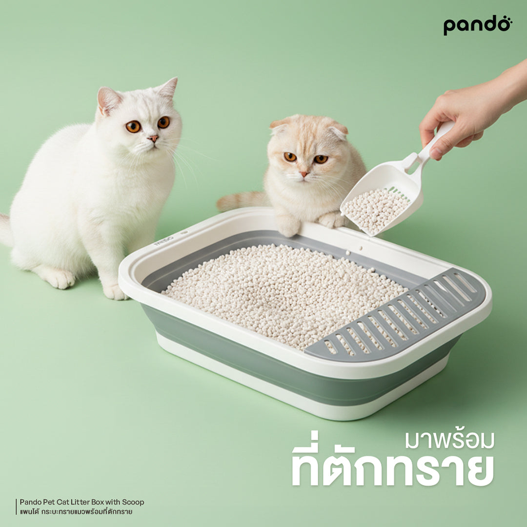 pando pet cat litter box with scoop กระบะทรายแมวพร้อมที่ตักทราย
