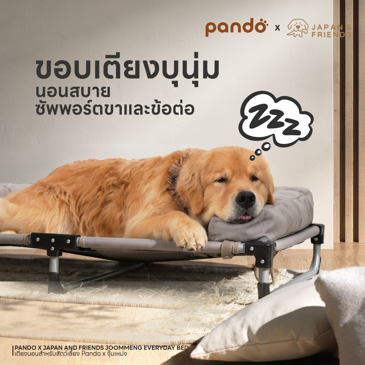 PANDO X JAPAN AND FRIENDS JOOMMENG EVERYDAY BED เตียงนอนสำหรับสัตว์เลี้ยง Pando X จุ๊มเหม่ง