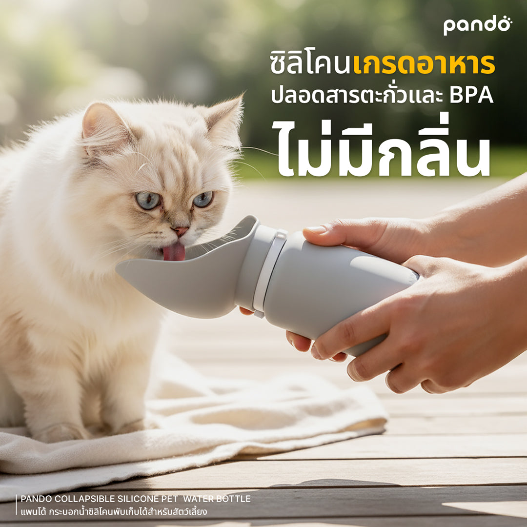 pando collapsible silicone pet water bottle ขวดน้ำซิลิโคนพับได้สำหรับสัตว์เลี้ยง