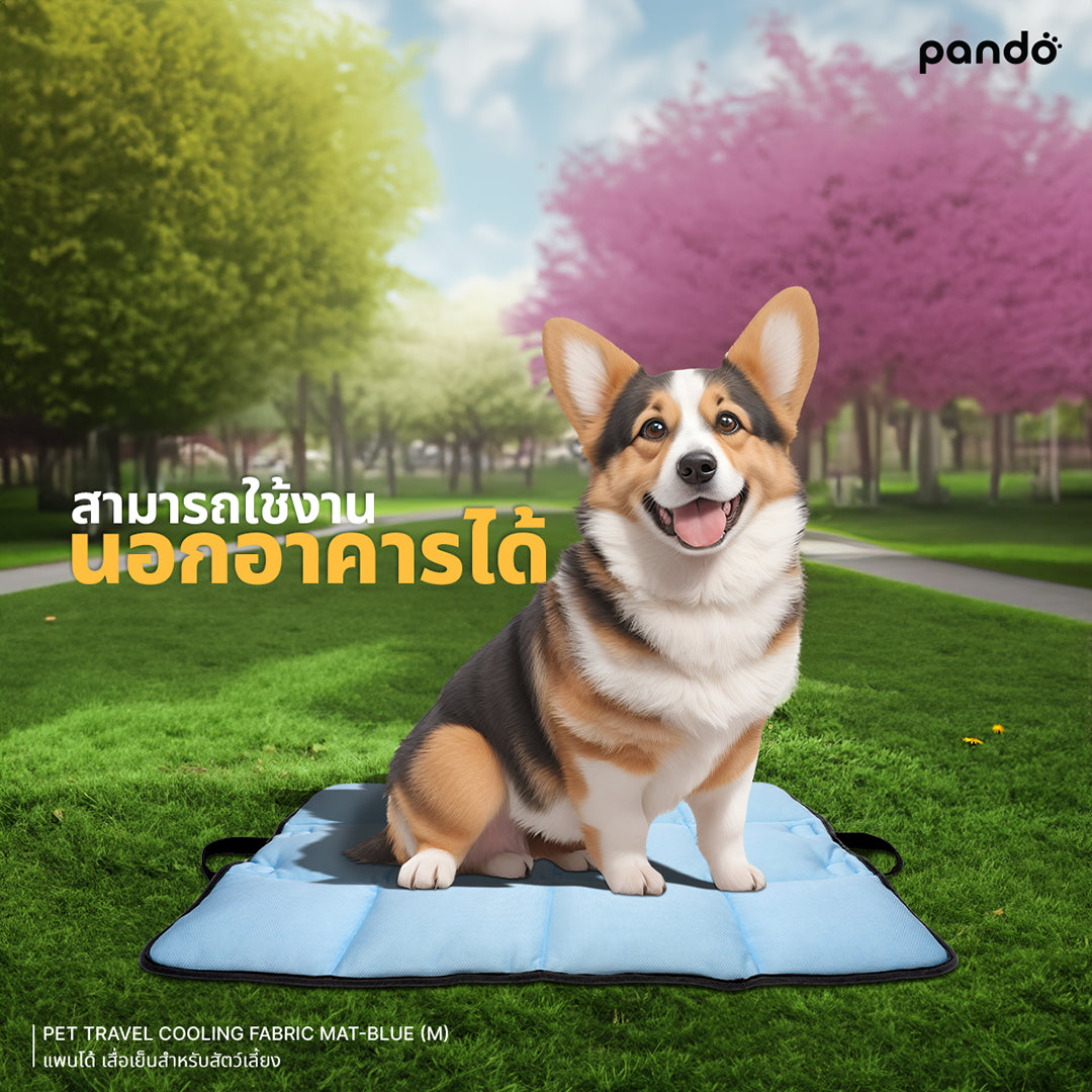 pando pet travel cooling fabric mat - blue เสื่อเย็นสำหรับสัตว์เลี้ยง 