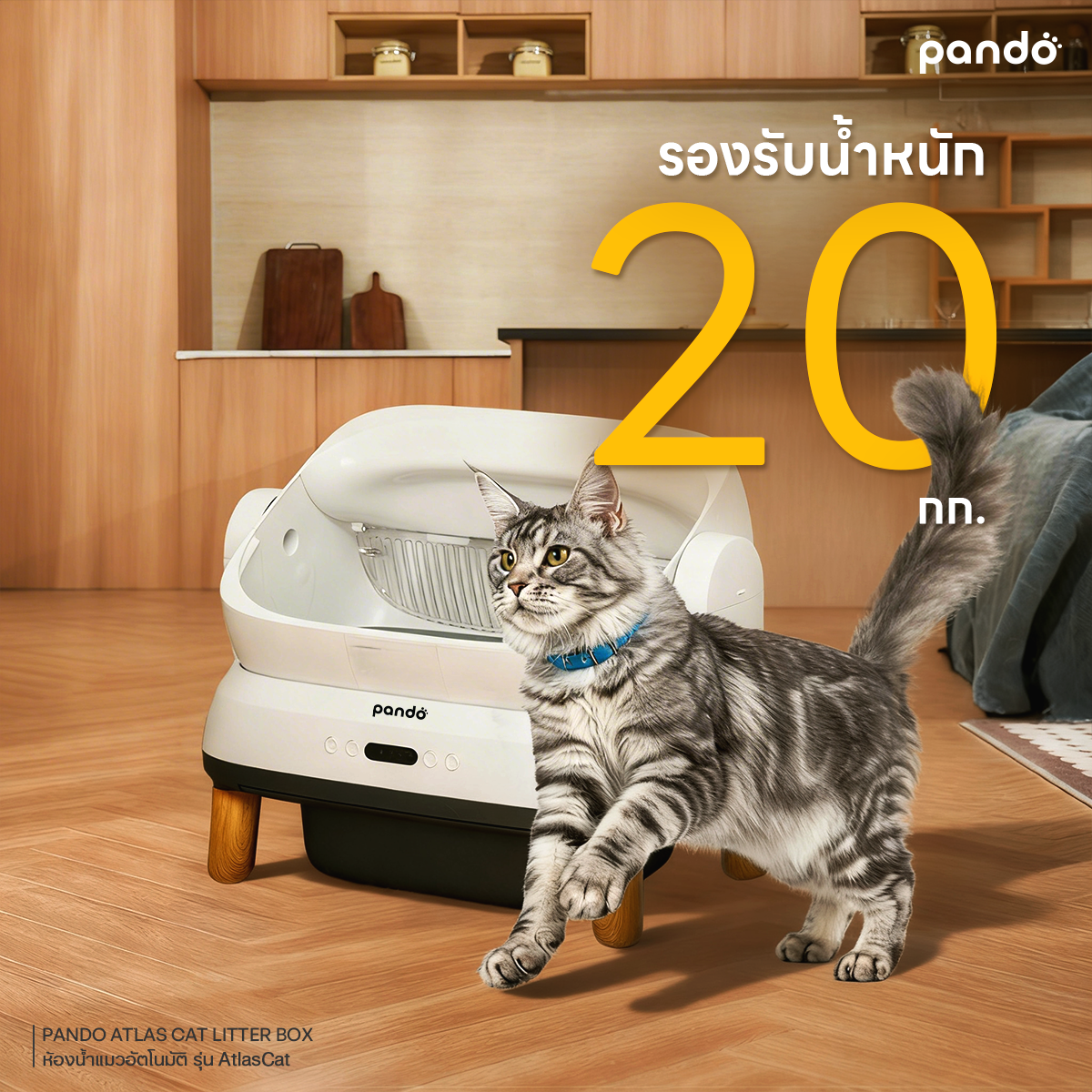 PANDO Atlas Cat Litter Box Open-top ห้องน้ำแมวอัตโนมัติ