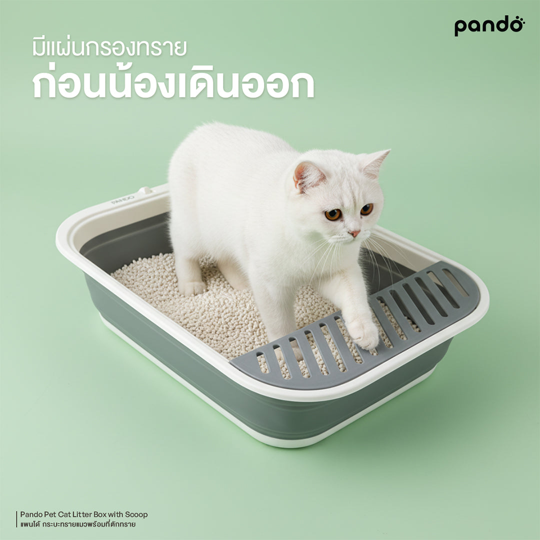 pando pet cat litter box with scoop กระบะทรายแมวพร้อมที่ตักทราย