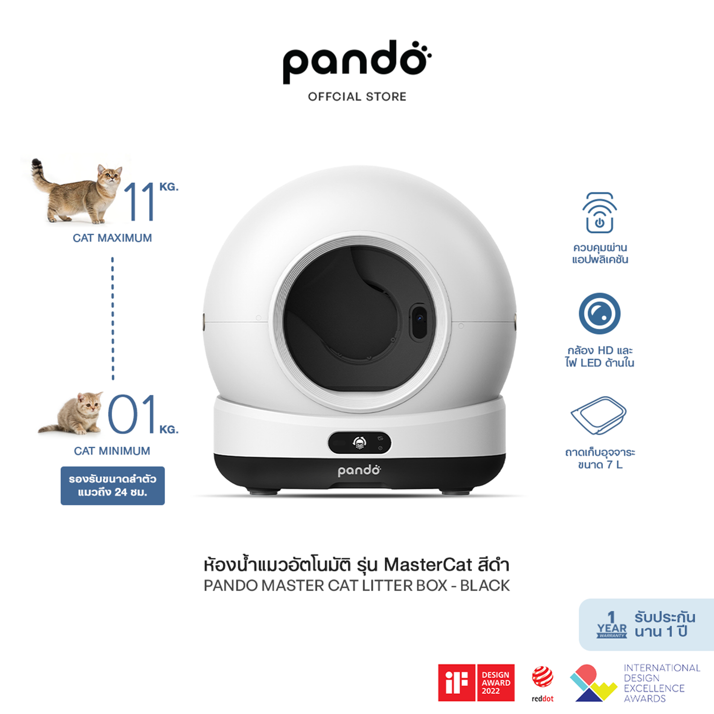 PANDO MASTER CAT LITTER BOX แพนโด้ ห้องน้ำแมวอัตโนมัติ รุ่น MasterCat พร้อมกล้อง HD