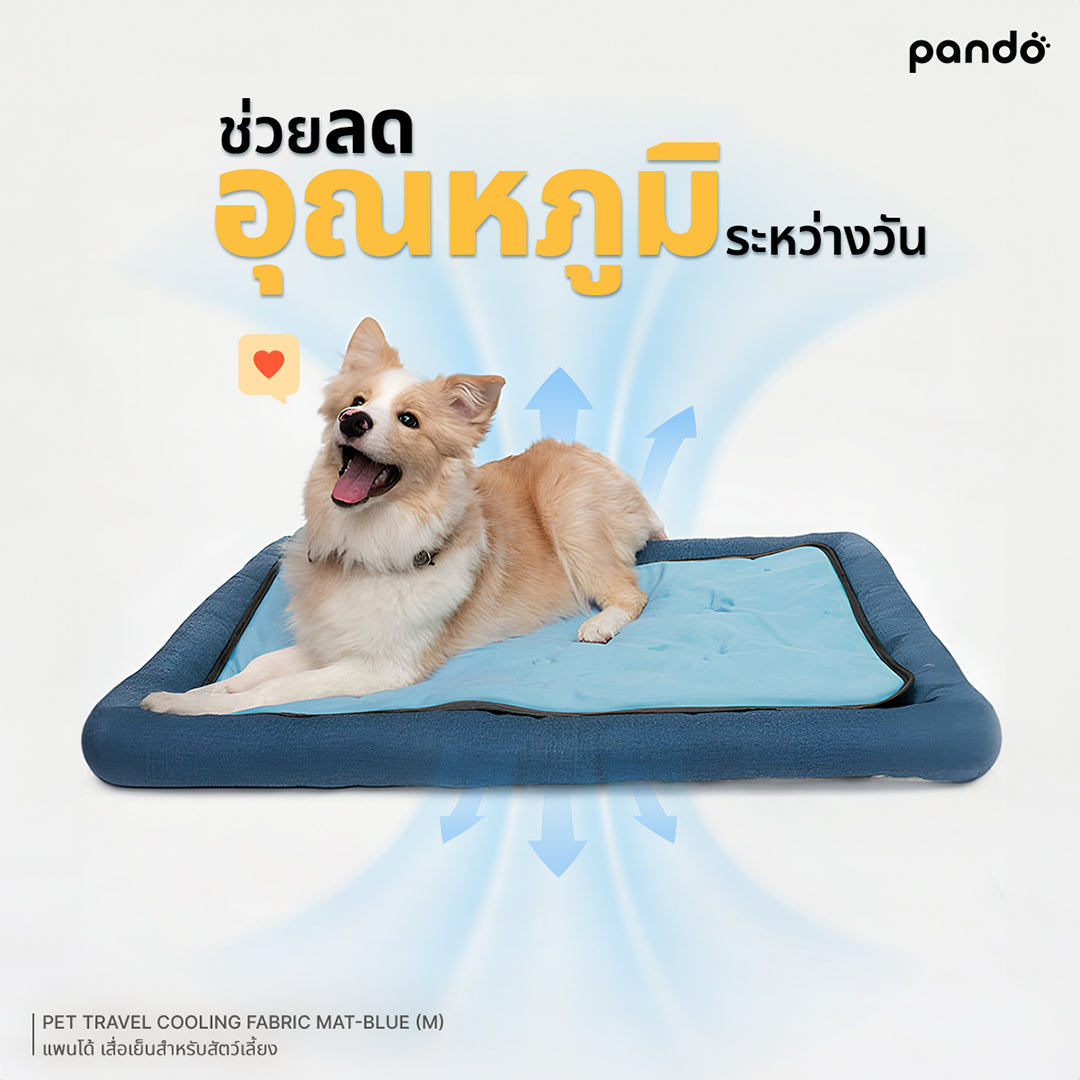 pando pet travel cooling fabric mat - blue เสื่อเย็นสำหรับสัตว์เลี้ยง 
